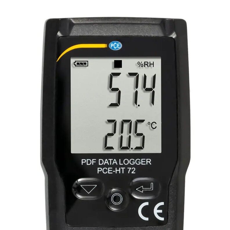 PCE Instruments PCE-HT 72 Termo-igrometro, misuratore ambientale con report PDF e datalogger per temperatura e umidità, memoria di 20.010 valori, esportazione CSV