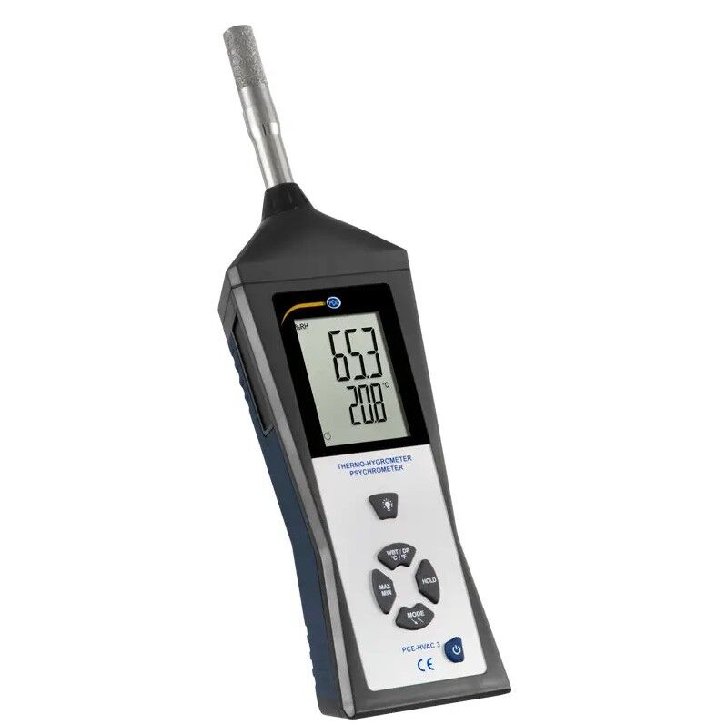 PCE Instruments PCE-HVAC 3S Igrometro per il controllo dei valori ambientali, misura temperatura, umidità ambientale, punto di rugiada, temperatura bulbo umido
