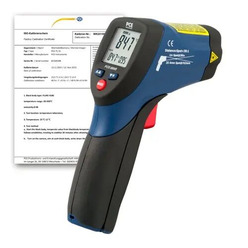 PCE Instruments PCE-889B-ICA Misuratore di temperatura a infrarossi con certificazione ISO, -50...+1000 °C, ottica 30:1 e doppio laser
