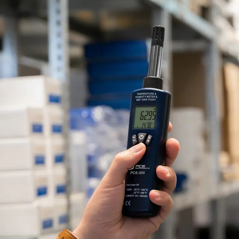 PCE Instruments PCE-555 termoigrometro digitale per temperatura, umidità, punto di rugiada e bulbo umido