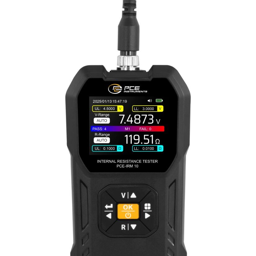 PCE Instruments PCE-IRM 10 Milliohmmeter für verschiedene Batterietypen wie Lithium-, Alkali- und Blei-Säure-Batterien, kann automatisch Innenwiderstand und Spannung prüfen