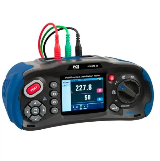 PCE Instruments PCE-ITE 50 Tester impedenza e resistenza elettrica, misurazioni precise di bassa resistenza, isolamento, impedenza circuito e tensione fino a 1000V, con documentazione