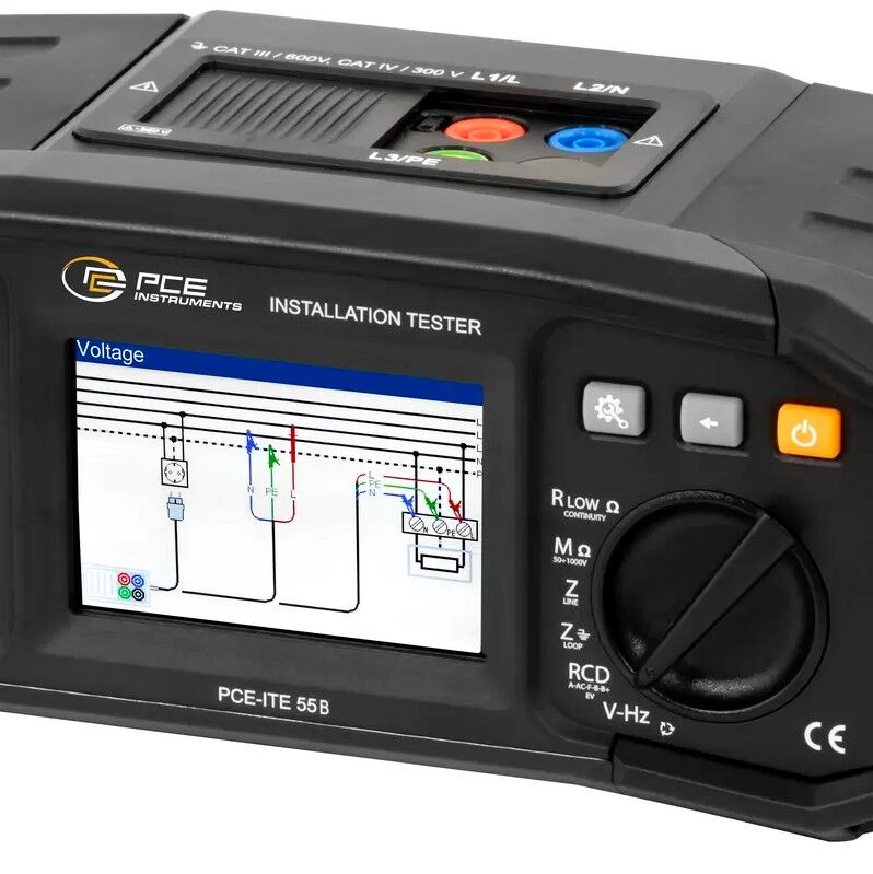 PCE Instruments PCE-ITE 55B Misuratore di isolamento per testare la sicurezza elettrica secondo EN 61557 e DIN VDE 0100