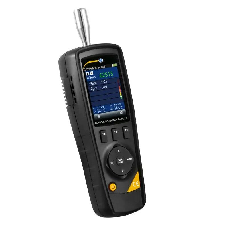 PCE Instruments PCE-MPC 20 Portable hygrometer to monitor PM2.5 and PM10 concentrations, with data memory, USB, and measurement of temperature, humidity, and dew point