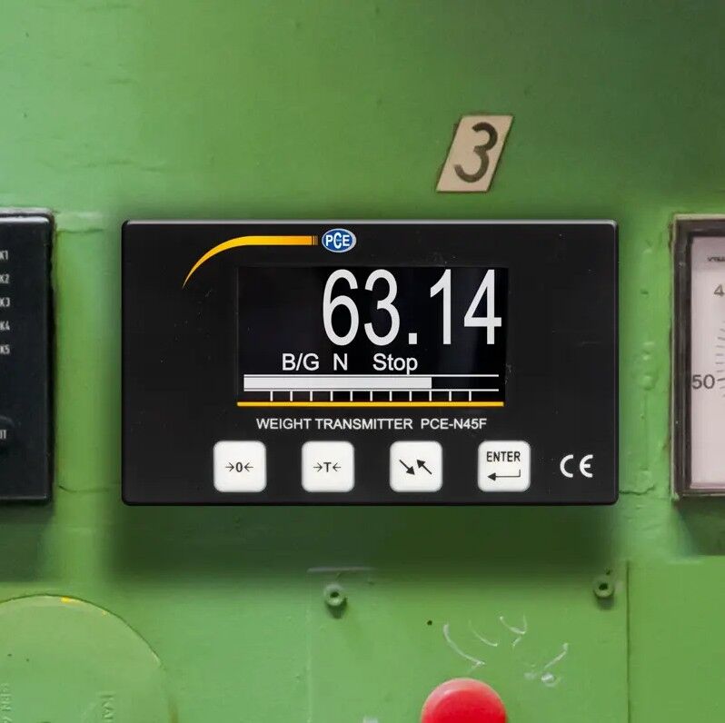 PCE Instruments PCE-N45F Dynamometer für Wägezellen, Kraftsensoren und Wägebrücken, Eingangssignalbereich 0 bis 15mV, minimale Empfindlichkeit 0,9 µV/D