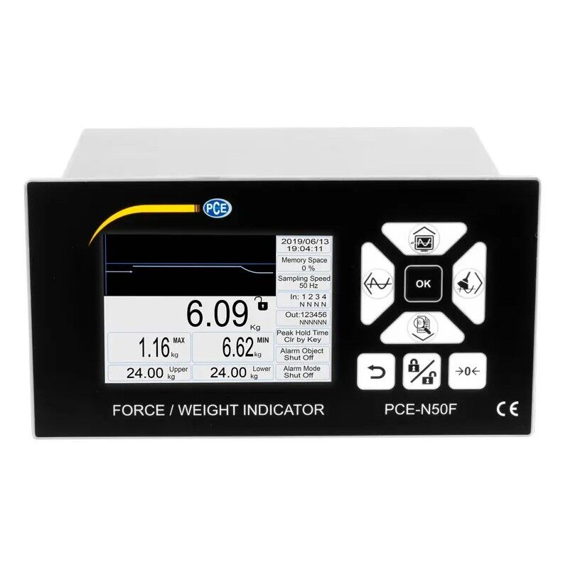PCE Instruments PCE-N50F Force gauge for load cells and dynamometer sensors with LCD display, sampling up to 1600 Hz, Modbus, digital inputs and outputs