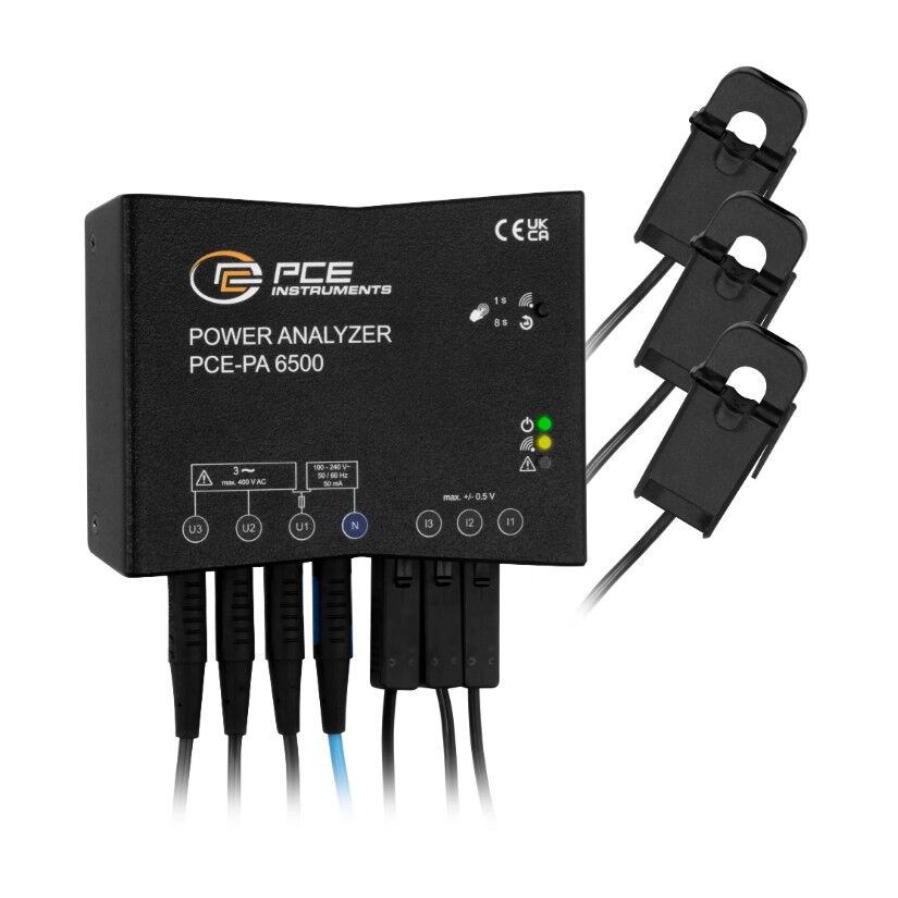 PCE Instruments PCE-PA 6500 R11 Amperometro per il monitoraggio dell'energia, misura i valori di corrente e tensione, range di misura da 40 a 400V