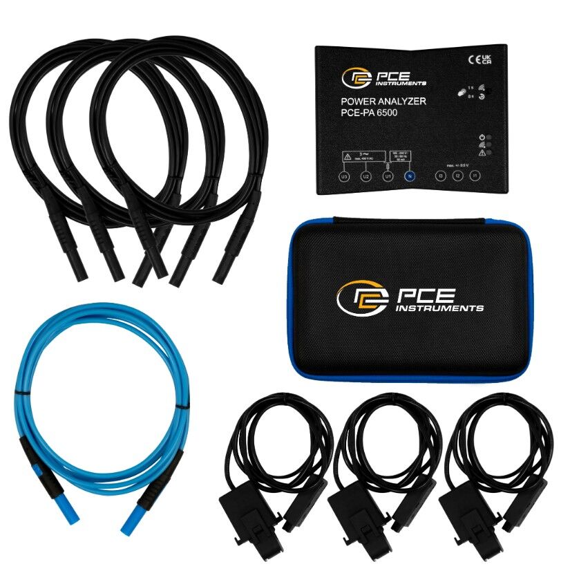 PCE Instruments PCE-PA 6500 R11 Amperometro per il monitoraggio dell'energia, misura i valori di corrente e tensione, range di misura da 40 a 400V