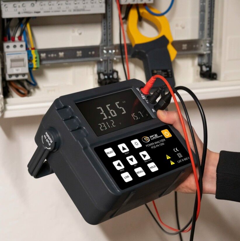PCE Instruments PCE-PA 7200 Digitales 600V/1000A-Strommessgerät mit 2000 Datensätzen, HOLD-Funktion, programmierbaren Alarmen und PC-Software zur Energieanalyse