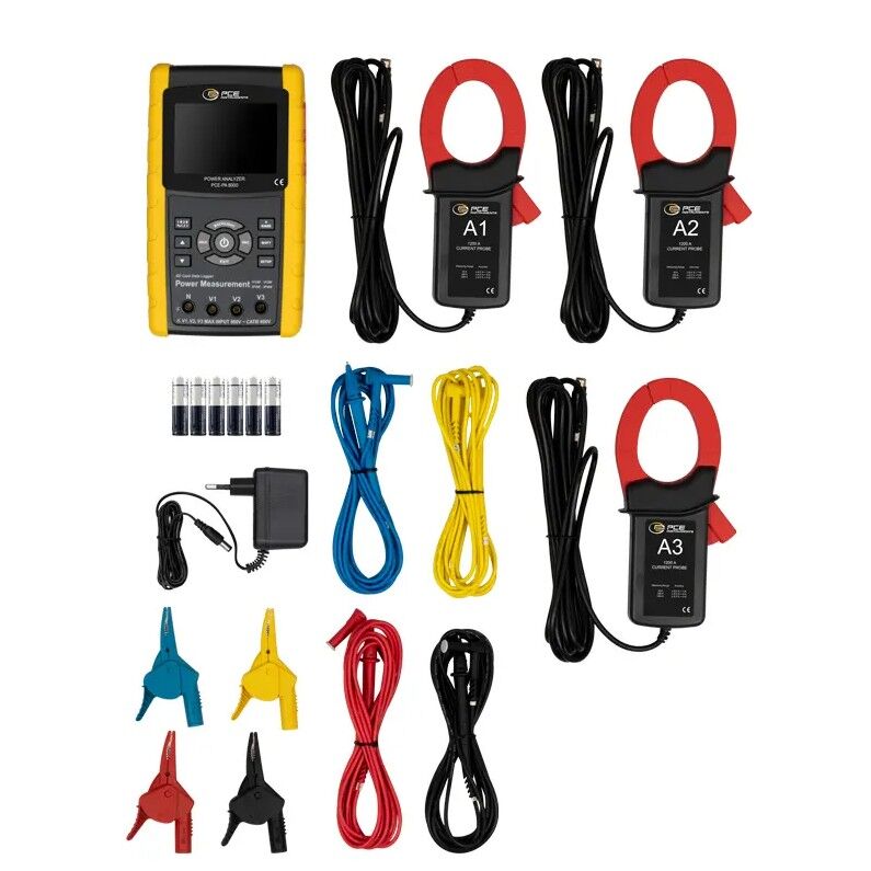 PCE Instruments PCE-PA 8000 Amperometro trifase e misuratore di energia, tempo reale, con registrazione su memory card SD