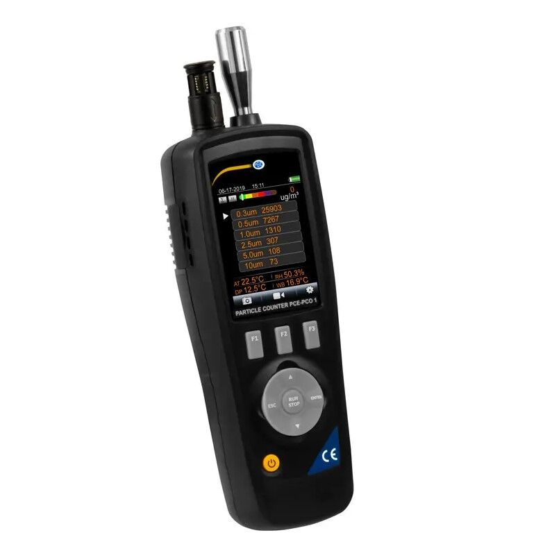 PCE Instruments PCE-PCO 1 Igrometro, misuratore universale per il conteggio di particelle nell'aria, temperatura e umidità, con memoria da 80 MB e videocamera integrata