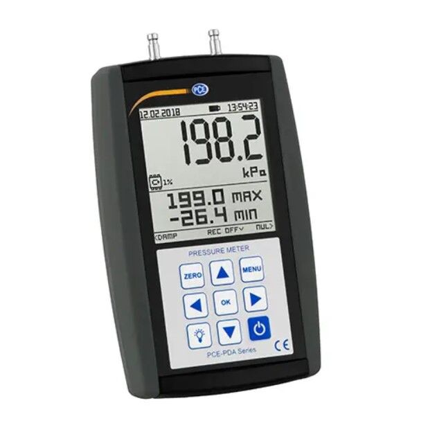 PCE Instruments PCE-PDA 100L Manometro differenziale, misurazione pressione, temperatura, flusso, e registrazione dati, con tubo di Pitot e alta precisione