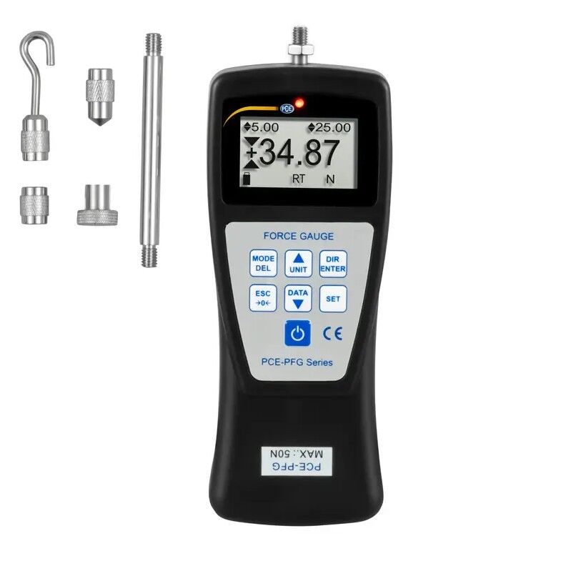 PCE Instruments PCE-PFG 50 Dinamometro con cella di carico interna per misure forze di trazione e compressione, range di misura da 0 a 50N con risoluzione di 0.01N