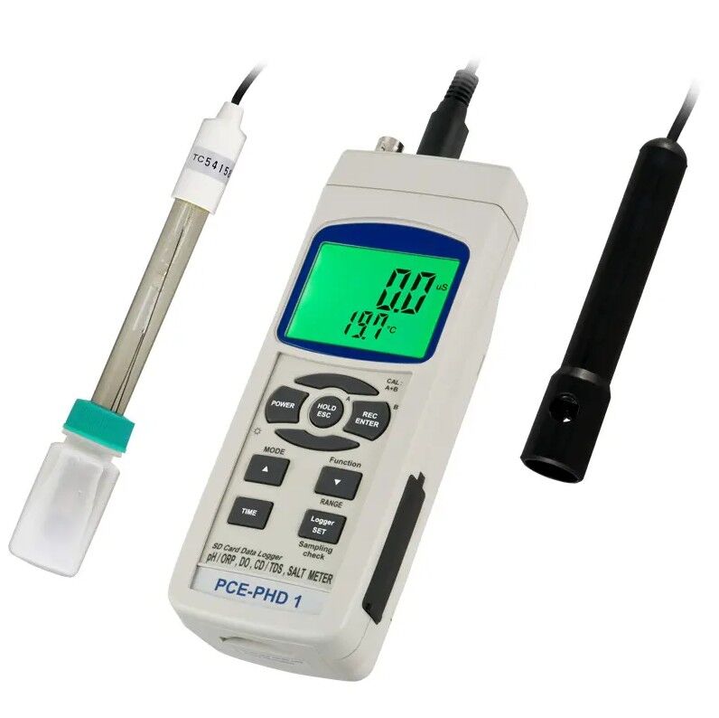 PCE Instruments PCE-PHD 1 Conducimetro portatile multifunzione per misura pH, conducibilità, ossigeno, temperatura con alta precisione e memorizzazione su SD
