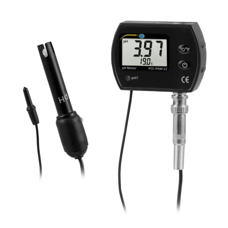 PCE Instruments PCE-PHM 12 Piaccametro per acquari con compensazione temperatura fino a 50°C, elettrodo sostituibile, montaggio universale, alimentazione a batterie o corrente, uso versatile