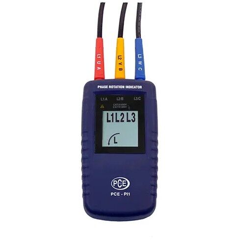 PCE Instruments PCE PCE-Pl1 Tester di rotazione per la direzioni di rotazioni delle fasi e dei motori, range di misura da 40 a 690V AC, gamma frequenza da 15 a 400 Hz