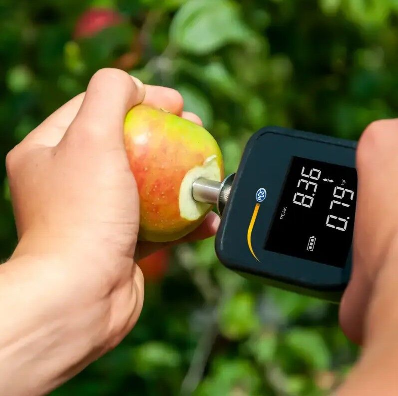 PCE Instruments PCE-PTR 200N Penetrometro digitale 3 in 1 per frutta, misura consistenza e maturazione, alta precisione, USB, software, range fino a 20 kg, compatibile con stativo