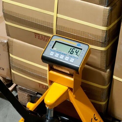 PCE Instruments PCE-PTS 1N Weighing forklift with range up to 2000 kg and 1 kg resolution, piece counting, totaling and tare function