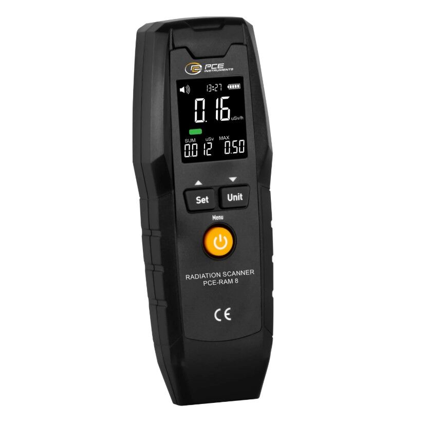 PCE Instruments PCE-RAM 8 High-precision radiometer with audible alarm for detecting beta, gamma and X radiation, measurement range 0.01 - 9999 µSv/h