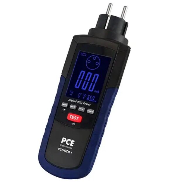 PCE Instruments PCE-RCD 1 Tester per rilevazione rapida di interruttori FI, selezione correnti di prova, misura della corrente di scatto e tempo di reazione