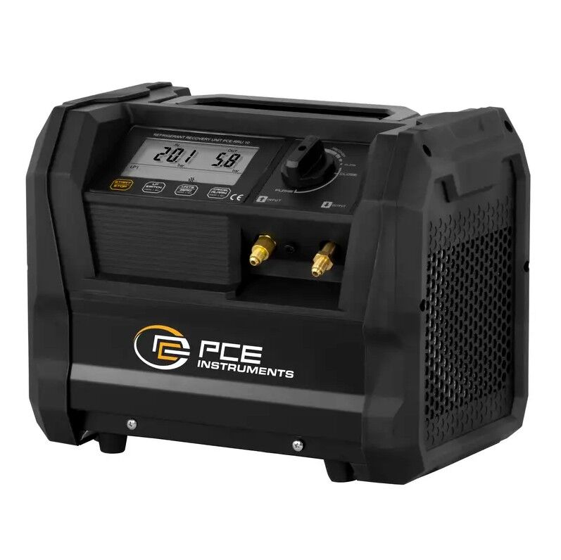 PCE Instruments PCE-RRU 10 Manometro portatile per recupero gas refrigeranti A1/A2L/A2 con compressore oil-free, display LCD e pulizia automatica, fino a 38,5 bar