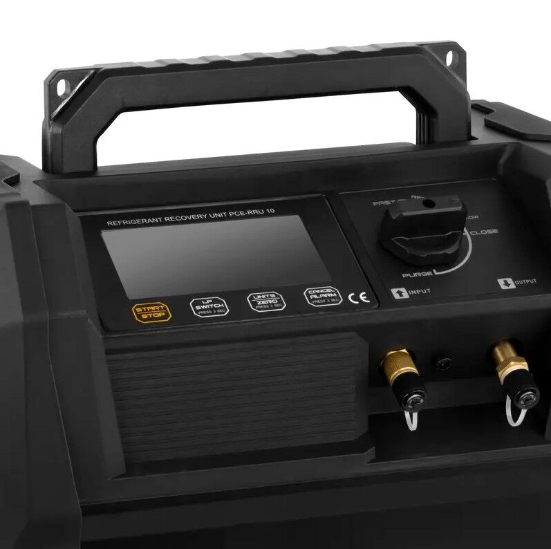 PCE Instruments PCE-RRU 10 Manometro portatile per recupero gas refrigeranti A1/A2L/A2 con compressore oil-free, display LCD e pulizia automatica, fino a 38,5 bar