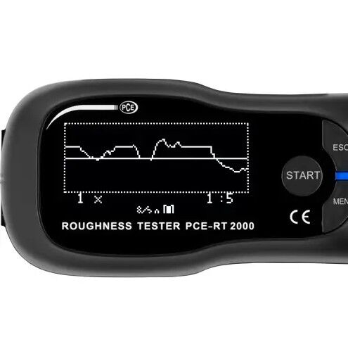 PCE Instruments PCE-RT 2000 Rugosimetro portatile per il rilevamento rapido della rugosità superficiale attraverso un apposito tastatore, misura secondo i parametri Ra, Rq, Rsm, Rsk, Rz, Rt, Rp, Rv, Rc