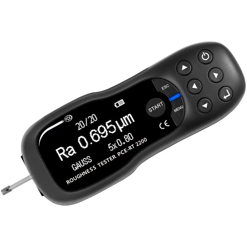 PCE Instruments PCE-RT 2200 Rugosimetro portatile con display OLED e batteria ricaricabile, misura precisa della rugosità con memoria per 20 misure e interfaccia micro USB