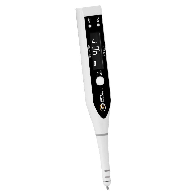 PCE Instruments PCE-SM 5 Conducimetro impermeabile con compensazione automatica della temperatura, display LCD e misurazione sale in mg e %, ideale per laboratorio, acquari e alimenti