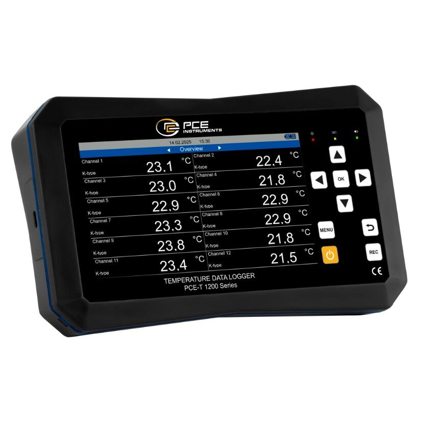 PCE Instruments PCE-T 1220 Datalogger per vari tipi di termocoppie, elevata precisione di misura, range di misura da -200 a 1800°C