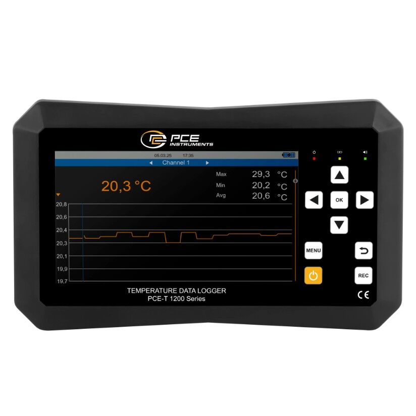 PCE Instruments PCE-T 1220 Datalogger per vari tipi di termocoppie, elevata precisione di misura, range di misura da -200 a 1800°C