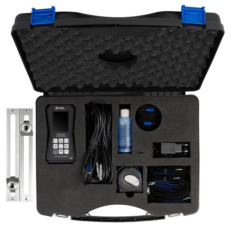 PCE Instruments PCE-TDS 200+ MR Ultrasonic flowmeter for measuring the flow, rate and volume of water or substances in pipes, measuring range of ±32 m/s