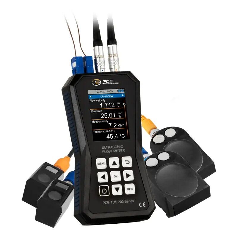 PCE Instruments PCE-TDS 200+SL Ultrasonic flowmeter for measuring pipe DN less than 50, accuracy ±1.5%, measurement range of ±32 m/s
