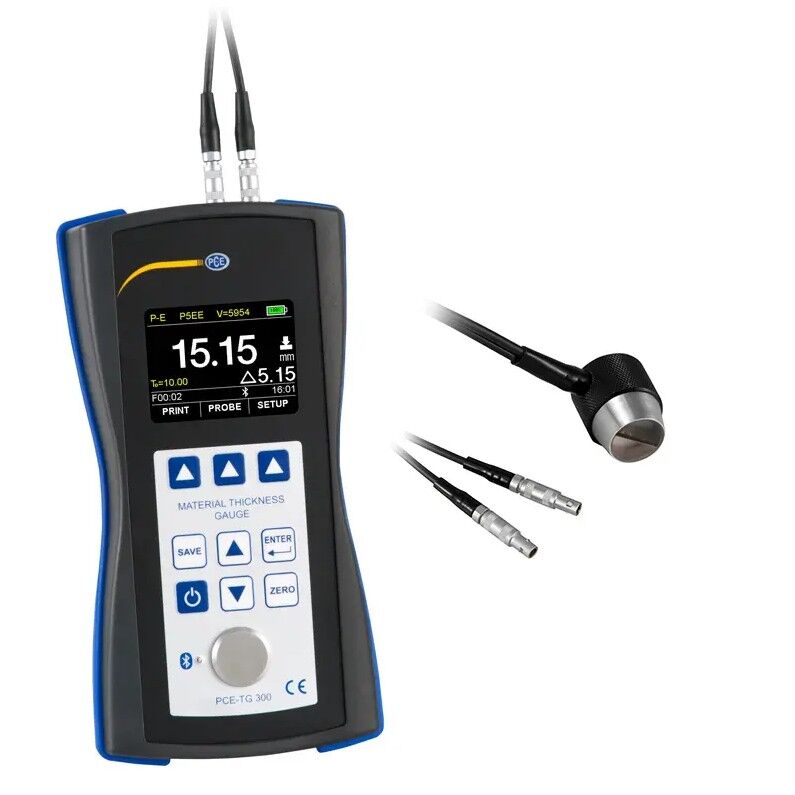 PCE Instruments PCE-TG 300-NO2 Analizzatore di materiale per spessori fino a 300 mm, modalità eco-impulso, sensori speciali, Bluetooth e interfaccia USB per applicazioni precise