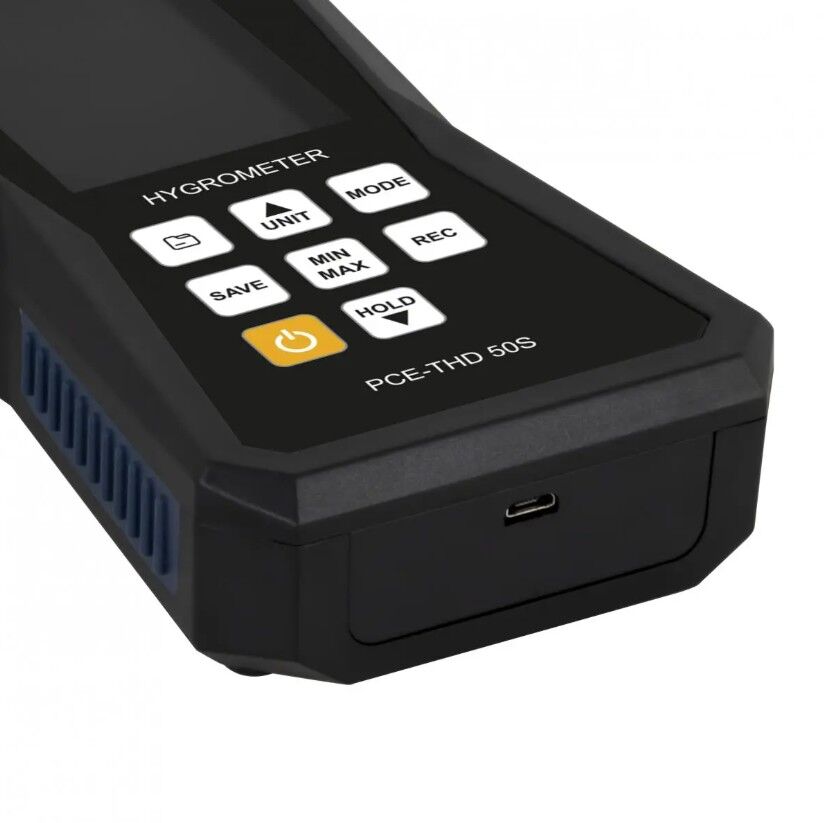 PCE Instruments PCE-THD 50S Termoigrometro professionale con termocoppia K, ricaricabile, memoria per 32.000 valori, analisi tramite USB e taratura ISO opzionale