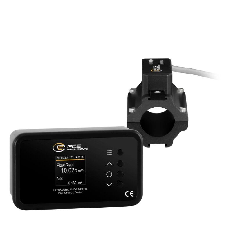 PCE Instruments PCE-UFM 25CU Misuratore HVAC a ultrasuoni con PoE, display ruotabile, sensore Ethernet da 9 m, misura portata e flusso su tubi in rame da 21–29 mm, accesso cloud