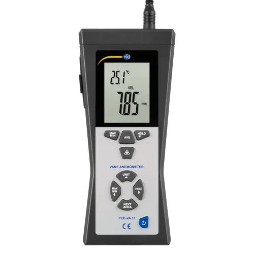 PCE Instruments PCE-VA 11 Misuratore di portata - Anemometro per misurare la velocità del vento, della temperatura dell'aria e delle superfici