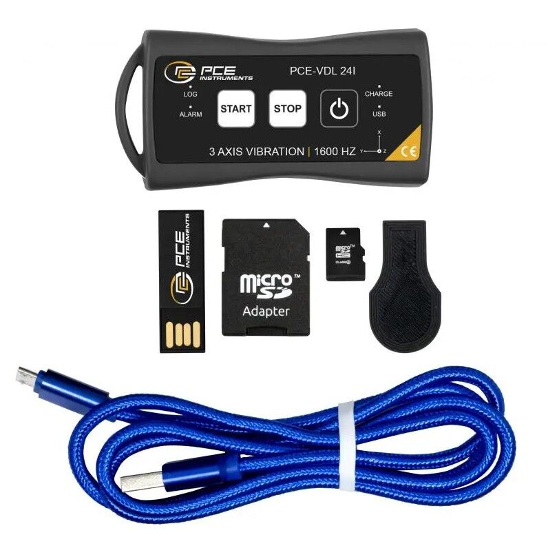 PCE Instruments PCE-VDL 24l Analizzatore di vibrazioni triassiale con frequenza di campionamento di 1600 Hz