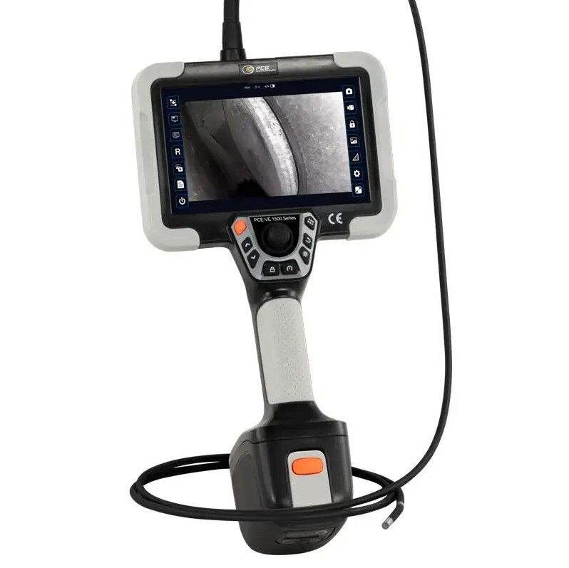 PCE Instruments PCE-VE 1500-60200 Boroscopio digitale ad alta risoluzione con testa articolata a 360°, display touch da 7", illuminazione LED regolabile e angolo di visione di 120º