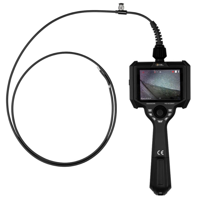 PCE Instruments PCE-VE 260HT-KIT Boroscopio per alte temperature con compressore incluso, sonda endoscopia da 2 m, per ispezione ottica in ambienti difficili con temperatura fino a 300°C