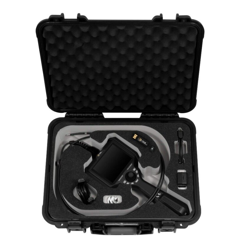 PCE Instruments PCE-VE 260HT-KIT Boroscopio per alte temperature con compressore incluso, sonda endoscopia da 2 m, per ispezione ottica in ambienti difficili con temperatura fino a 300°C