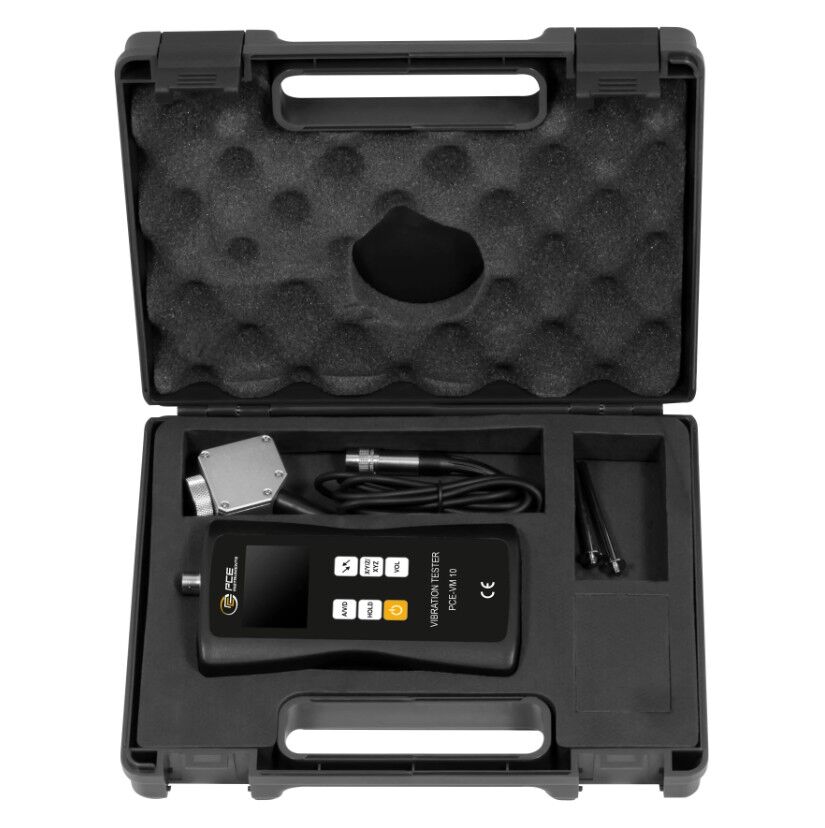 PCE Instruments PCE-VM 10 Vibrometro per macchine e sistemi, misurazione in modo rapido e preciso dell'accelerazione, spostamento, vibrazioni e velocità, range di velocità da 0.1 a 400 m/s²