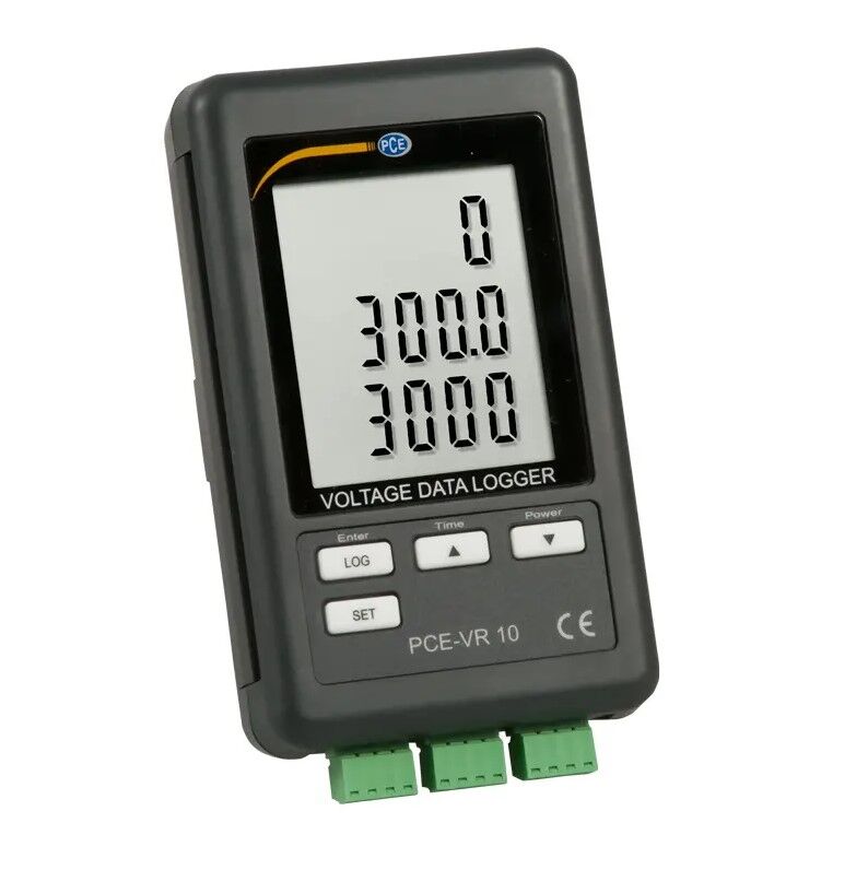 PCE Instruments PCE-VR 10 Data logger per tensione 0-3000 mV con 3 canali, display retroilluminato, registrazione su scheda SD e generazione file Excel per monitoraggio preciso