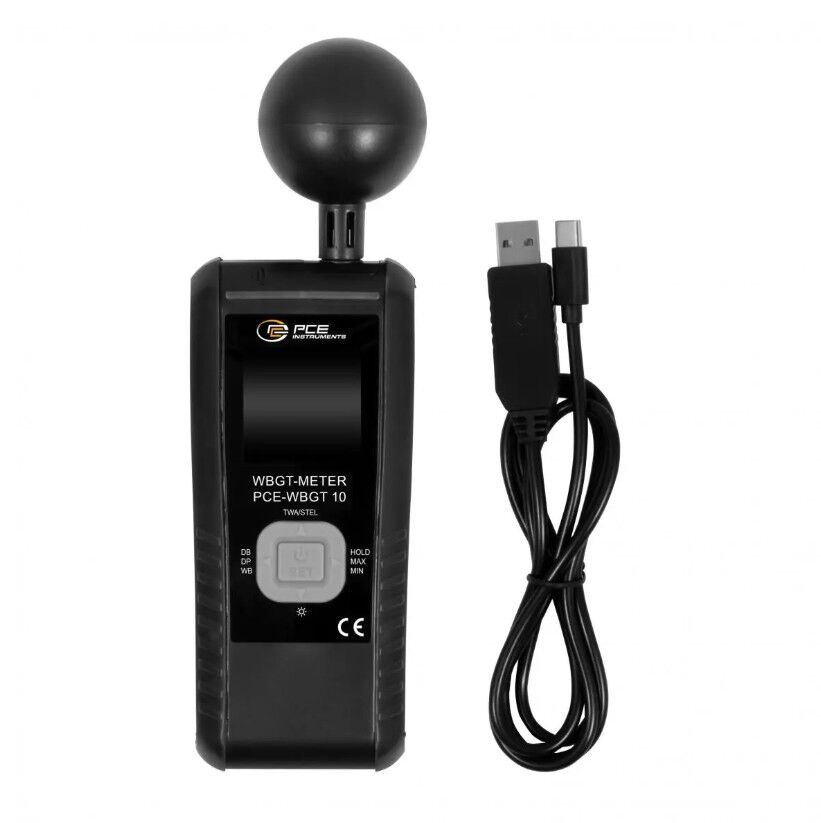 PCE Instruments PCE-WBGT 10 Misuratore di stress termico (WBGT) con datalogger e USB-C