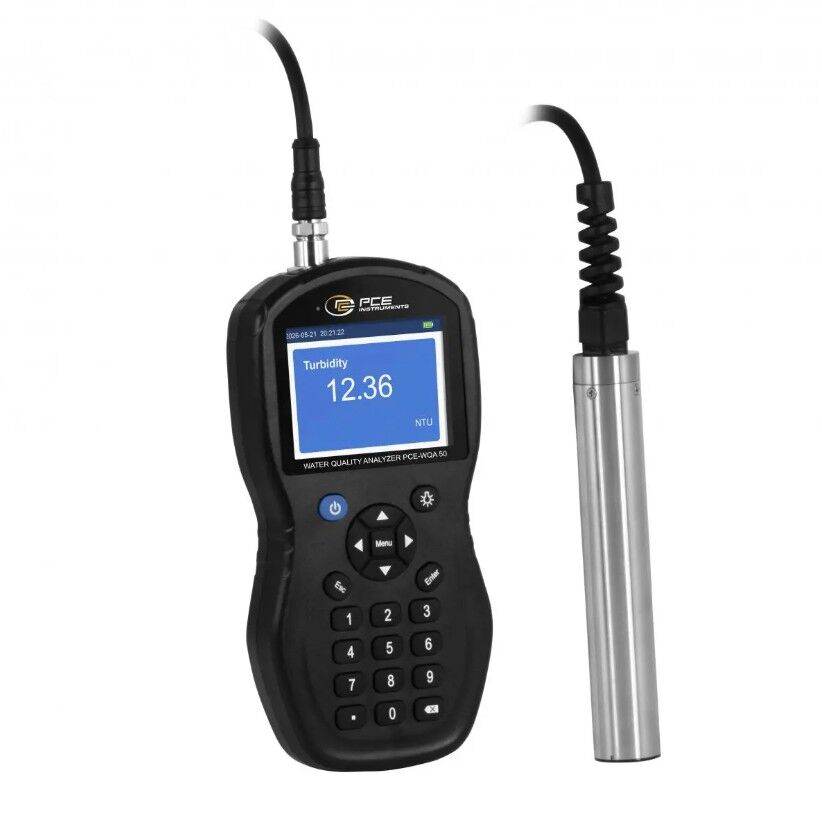 PCE Instruments PCE-WQA 50 Präzises Trübungsmessgerät mit Streulichttechnologie, Schutzart IP67 für das Gehäuse, IP68-Sensor, Messbereich von 0.1 bis 1000 NTU