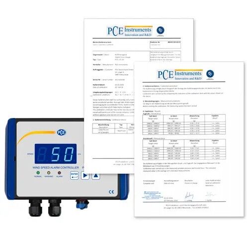 PCE Instruments PCE-WSAC 50-220 Anemometro con preallarme e allarme, per la misurazione del vento a patire dai minimi movimento del vento