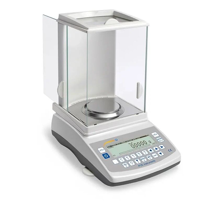 PCE Instruments PCE-ABI 220D Präzisionswaage mit einer kapazität von bis zu 220 g, auflösung von 0.1 mg, mehrsprachigem grafikdisplay, USB- und RS-232-schnittstellen, erweiterten funktionen für wägung und statistik