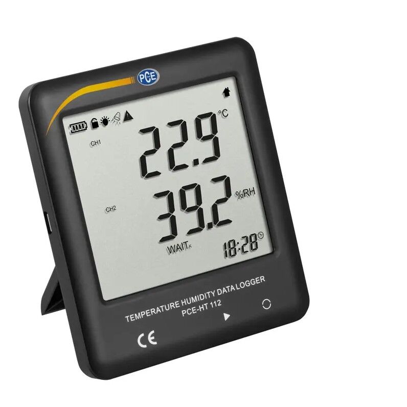 PCE Instruments PCE-HT 112 Igrometro per misurazione umidità e temperatura con display LCD, memoria 25.920 valori, download USB veloce e impostazione valori limite