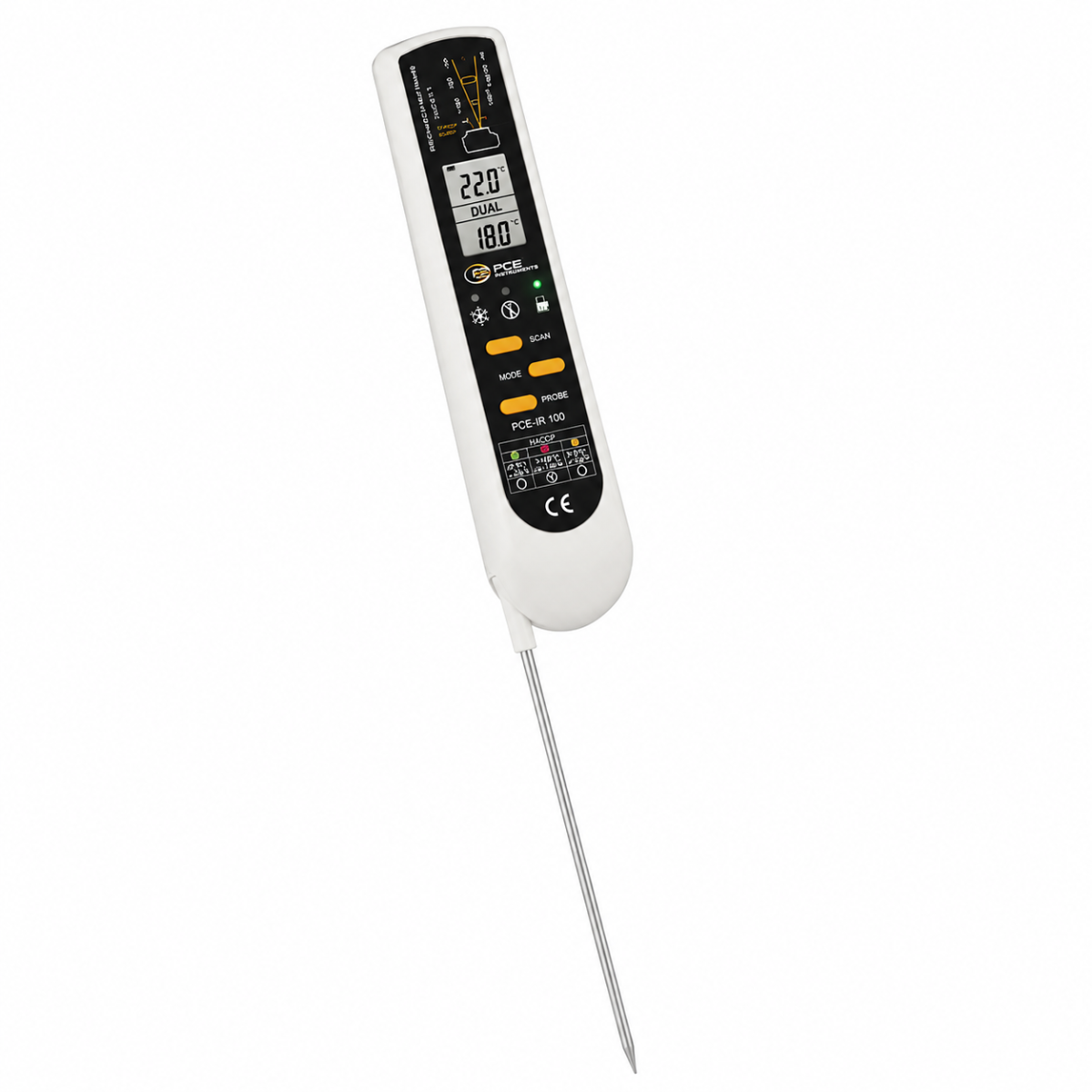 PCE Instruments PCE-IR 100 Termometro per alimenti a infrarossi e sonda da penetrazione, HACCP, IP65