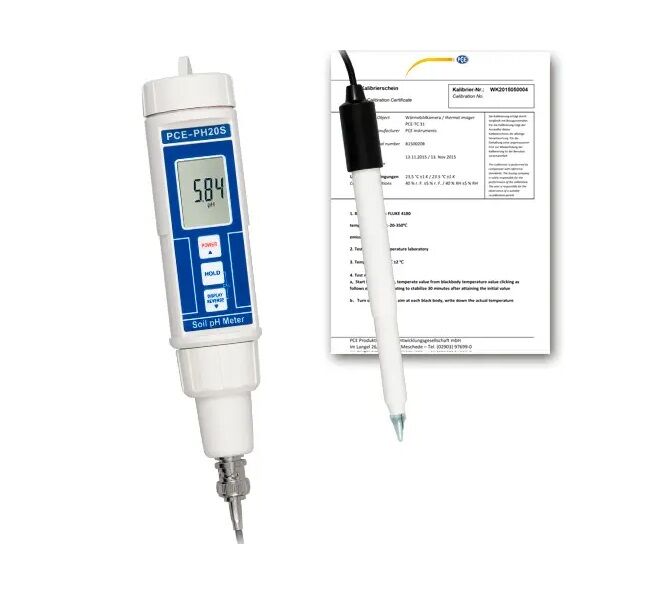 PCE Instruments PCE-PH20S-ICA pHMetro per determinare il valore del pH nel terreno, elettrodo di pH esterno, IP67, campo di misura da 0.00 a 14.00 pH
